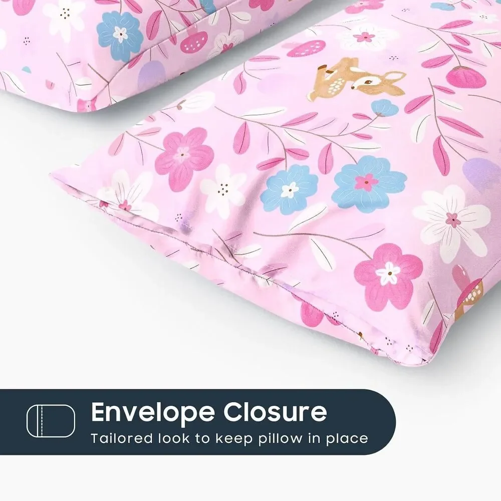Wake In Cloud Botanical Floral Pillow Shams Set 2 Pink Standard Pillowcases